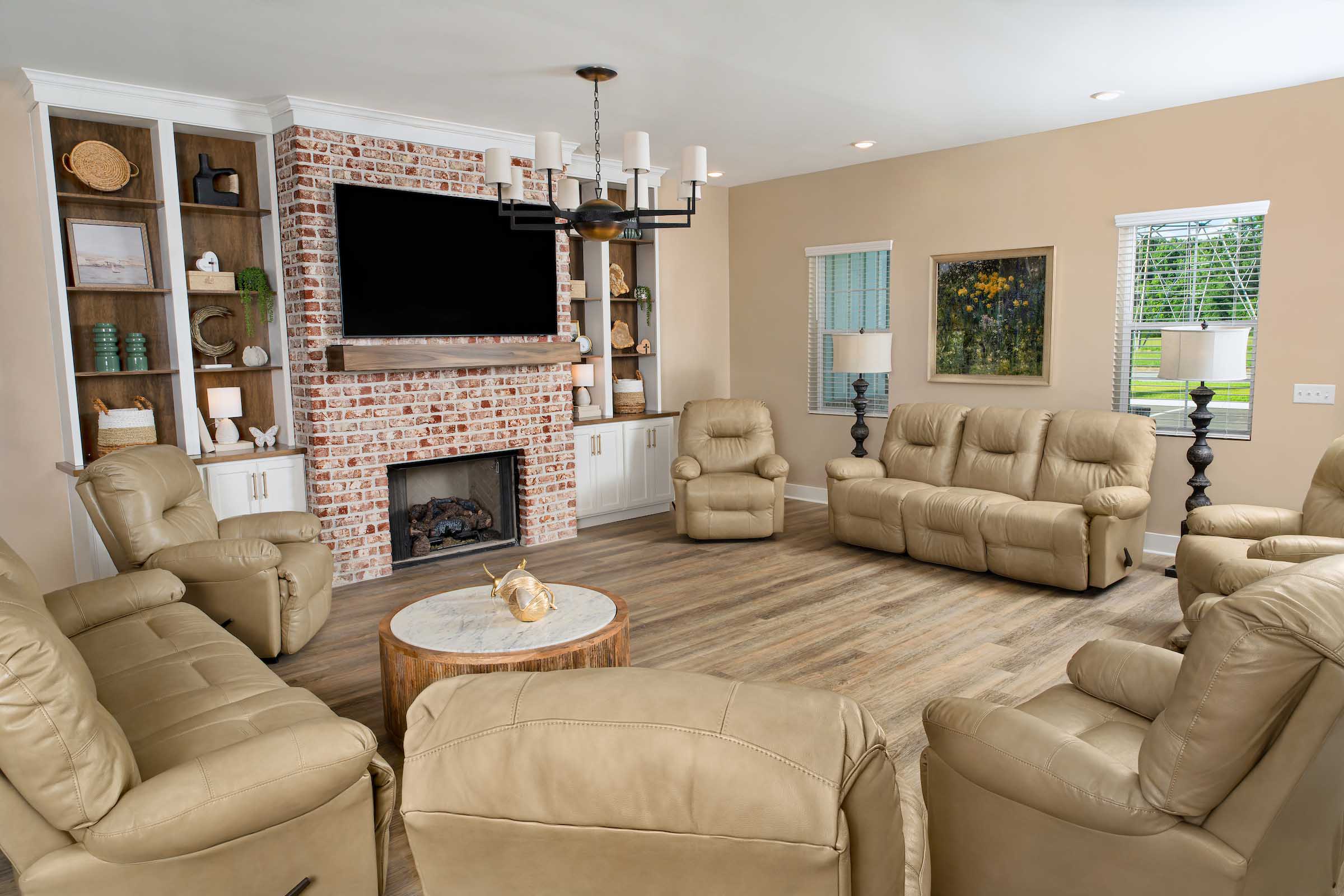 Willows-242 Assisted living living room with fireplace